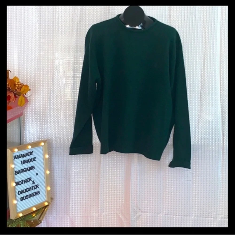 Polo by Ralph Lauren Mens Lambs Wool Sweater Sz XL Green VINTAGE.